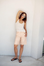 Zara ДЖИНСОВЫЕ ШОРТЫ-БЕРМУДЫ С РАССЛАБЛЕННЫМ ПОЯСОМ СРЕДНЕЙ ВЫСОТЫ ZW COLLECTION Pink