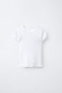 Zara ОДНОТОННАЯ ФУТБОЛКА ИЗ ХЛОПКА И МОДАЛЬНО-белого ЦВЕТА.