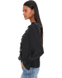 Contrast Ruffle Trim Long Sleeve V-Neck Top