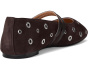 The Greta Double-Strap Ballet Flat in Eyelet-Embellished Leather
