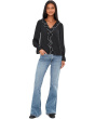 Contrast Ruffle Trim Long Sleeve V-Neck Top