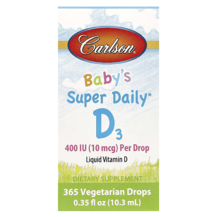 Carlson, Super Daily, витамин D3 для детей, 10 мкг (400 МЕ), 10,3 мл (0,35 жидк. унций)
