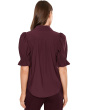 Elbow Puff Sleeve Snap Front Knit Shirt