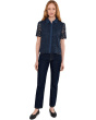 Lace Short Sleeves Hidden Placket Shirt