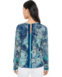Long Sleeve Woven Top with Keyhole Neckline