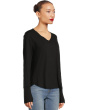 Long Sleeve Waffle Mix V-Neck Top