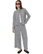 Petite Organic Cotton Pucker Check Ankle Wide Pants