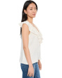 Ruffle Front Sleeveless Woven To Knit Top