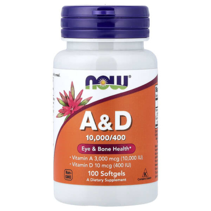 NOW Foods, витамины A и D, 100 капсул