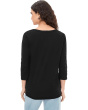3/4 Sleeve V-Neck Tee with Curved Hem
