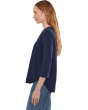 3/4 Sleeve V-Neck Tee with Curved Hem