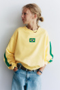 Zara Желтая ТОЛСТОВКА С БРАЗИЛЬСКИМ ПРИНТОМ
