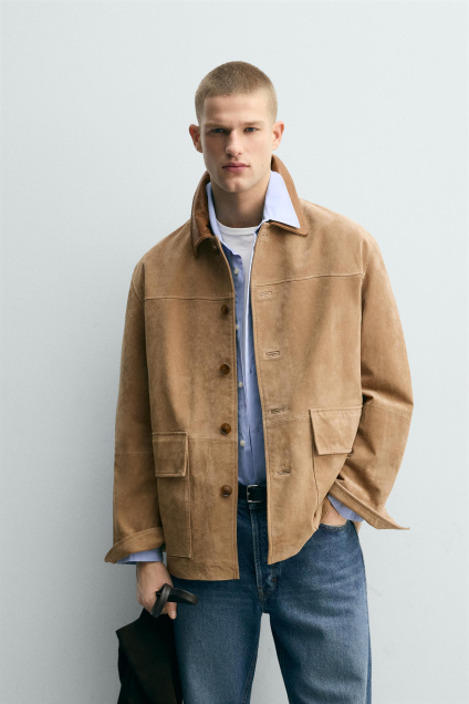 Zara КУРТКА ИЗ КОЖИ ЯГНЕНКА С КОМБИНАЦИЕЙ МАТЕРИАЛОВ НА ВОРОТНИКЕ 502232880-704-2
