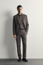 Zara БРЮКИ В КЛЕТКУ ИЗ ШЕРСТИ КОРИЧНЕВОГО ЦВЕТА