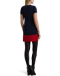 Two-Tone Button-Trim Crepe Shift Dress