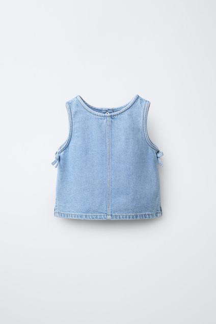 Zara ДЖИНСОВЫЙ ТОП С БАНТАМИ 507209325-427-18