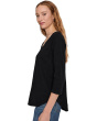 3/4 Sleeve V-Neck Tee with Curved Hem