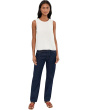 Lace-Trim Pleated Shell Top in 100% Linen