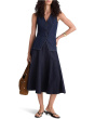 Long Line V Neck Vest In Rinse Wash