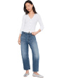 Ribbed Slub Snap V-Neck