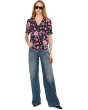 Floral Ruffled Front V-neck Top