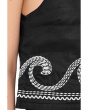 Embroidered Linen Crop Top in Black/White