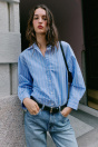Zara ОСНОВНАЯ-БЕЛАЯ ПОПЛИНОВАЯ РУБАШКА? / Синий цвет