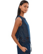 Denim Embroidered Shell Top