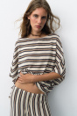 Zara ТОП ИЗ ФАКТУРНОЙ ТКАНИ В коричневую полоску