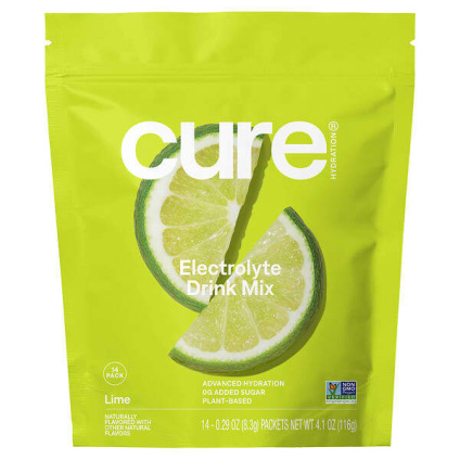 Cure Hydration, смесь электролитов для гидратации, лайм, 14 пакетиков по 8,3 г (0,29 унции) каждый