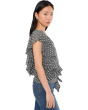 Short Ruffle Sleeve Draped Front Woven Blouse